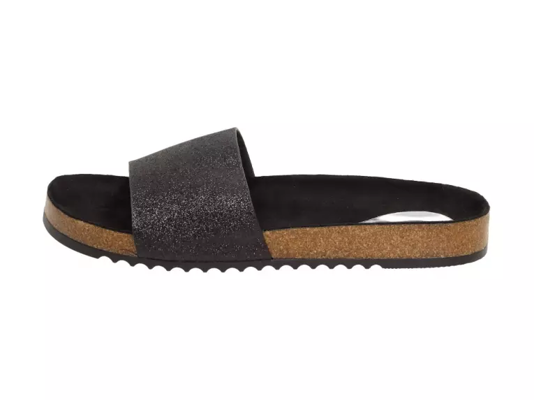 Czarne brokatowe klapki damskie Filippo Dk1373