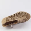 Beżowe skórzane POLSKIE sandały, botki damskie na słupku DEONI D518