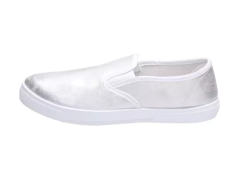 Slip On Srebrne tenisówki damskie Wishot 122