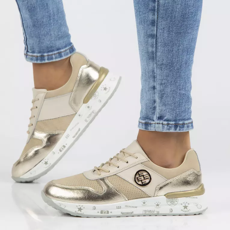 Beżowe skórzane sneakersy damskie FILIPPO DP3542/22