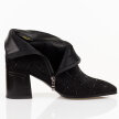 Czarne zamszowe botki damskie na słupku DiA 52-133