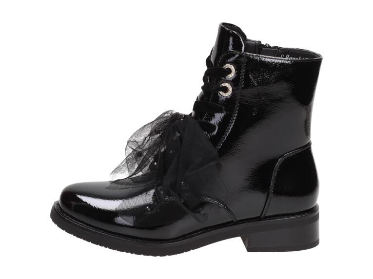 Czarne lakierowane botki damskie S.Barski Hx39