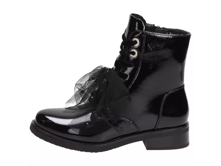 Czarne lakierowane botki damskie S.Barski Hx39
