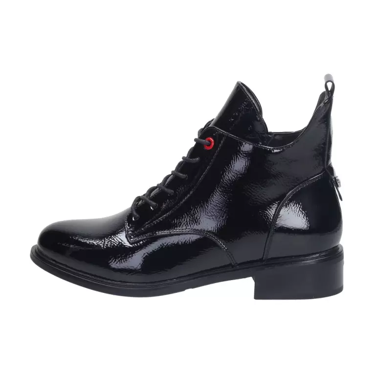Czarne botki damskie S.BARSKI 207-73 LAKIER