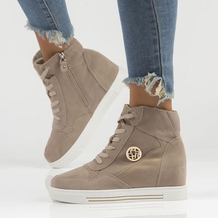Beżowe skórzane sneakersy damskie, botki FILIPPO DBT3552/22