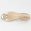 Złote silikonowe sandały damskie na obcasie z kryształami, transparentne Dia 291