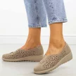 Khaki ażurowe półbuty damskie Potocki 90341