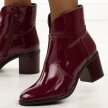 Bordowe lakierowane botki damskie na obcasie M.Daszyński 2337-13