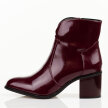 Bordowe lakierowane botki damskie na obcasie M.Daszyński 2337-13