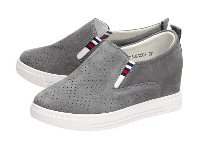 Szare sneakersy damskie Filippo Dp1356 Skóra