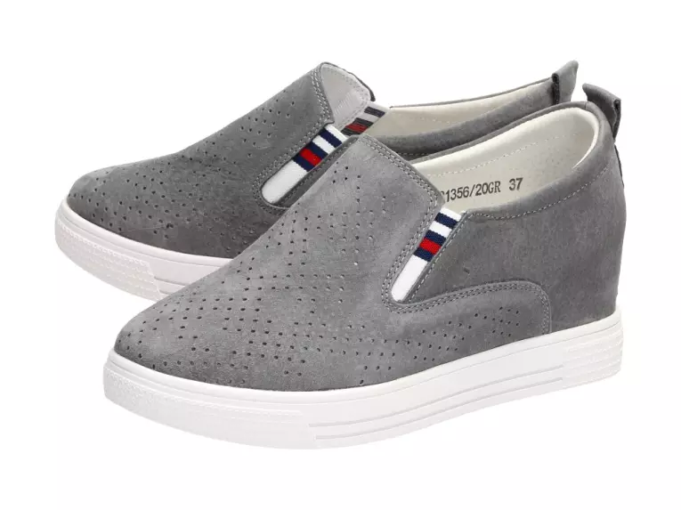 Szare sneakersy damskie Filippo Dp1356 Skóra