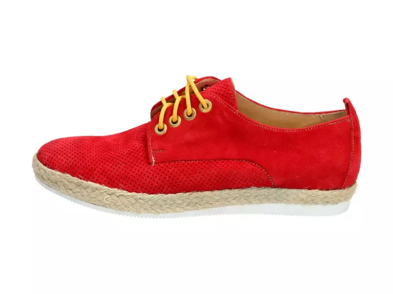 Czerwone skórzane Polskie espadryle Aga 4860