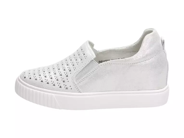 Srebrne sneakersy damskie Filippo Dp1398 Skóra
