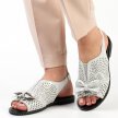 Srebrne płaskie sandały damskie JEZZI 2060-7