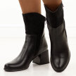 Czarne botki damskie na obcasie M.Daszyński Sa269-1