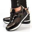 Czarno złote sneakersy, półbuty damskie na koturnie VINCEZA 10743 BK/GL