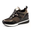 Czarno złote sneakersy, półbuty damskie na koturnie VINCEZA 10743 BK/GL