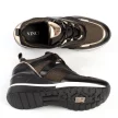 Czarno złote sneakersy, półbuty damskie na koturnie VINCEZA 10743 BK/GL