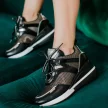 Czarno złote sneakersy, półbuty damskie na koturnie VINCEZA 10743 BK/GL