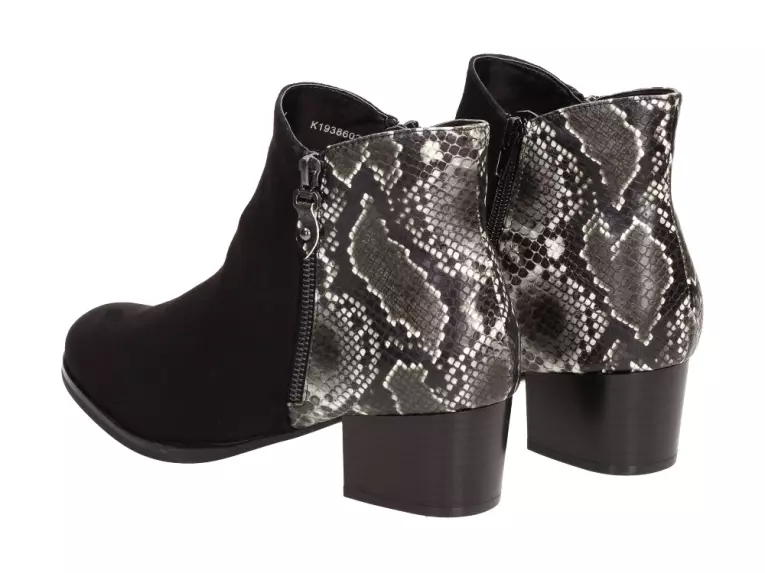Czarne botki damskie Kylie Crazy 8602 Obcas Z