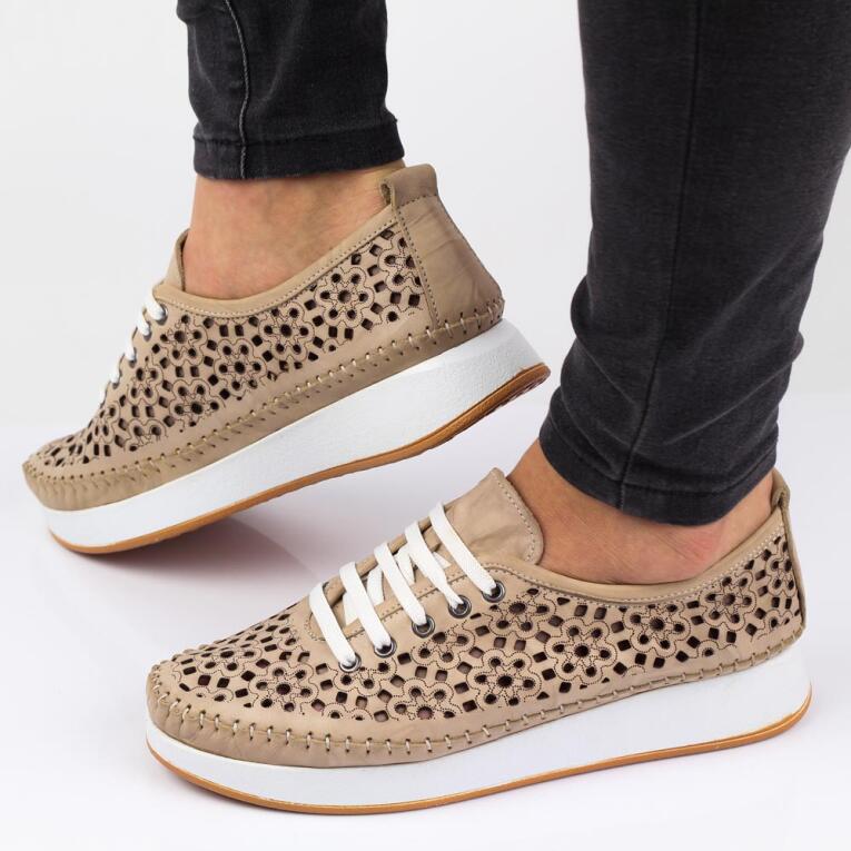 Beżowe skórzane półbuty damskie T.SOKOLSKI VU82