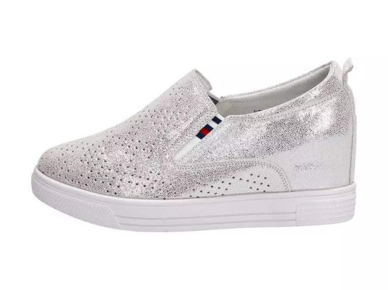 Srebrne sneakersy damskie Filippo Dp1356 Skóra