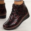 Bordowe skórzane botki damskie Cambell 40317
