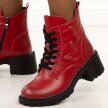 Czerwone skórzane botki damskie na traperze Filippo Dbt7133/25