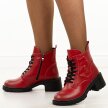 Czerwone skórzane botki damskie na traperze Filippo Dbt7133/25