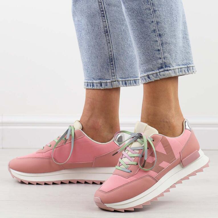 Różowe sneakersy damskie na platformie Potocki 16311
