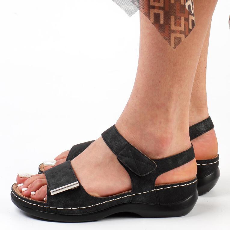 Czarne sandały damskie na koturnie JEZZI 146