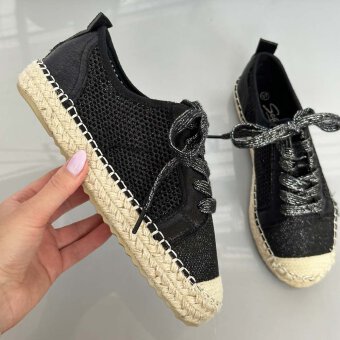 Czarne espadryle, buty damskie 17704