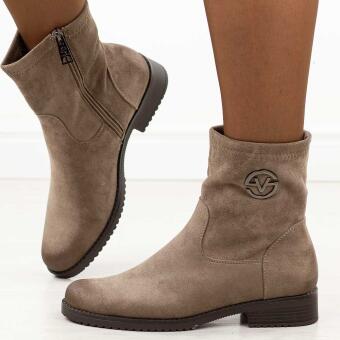 Beżowe zamszowe botki damskie Vinceza 58594