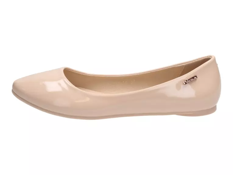 Beżowe baleriny lakierowane buty Vices11037-14
