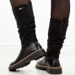Czarne pu wysokie botki damskie na traperze M.Daszyński Sa259-3