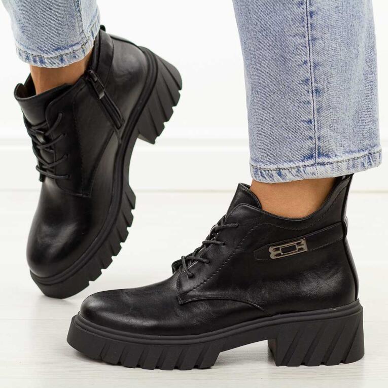 Czarne botki damskie platformie Jezzi 2502-3