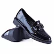 Czarne lakierowane loafersy damskie mokasyny POTOCKI 12164