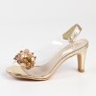 Złote silikonowe sandały damskie na szpilce, transparentne SABATINA 1014-5