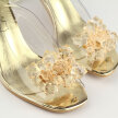 Złote silikonowe sandały damskie na szpilce z kryształami, transparentne SABATINA T1014-B