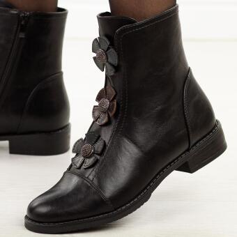 Czarne płaskie botki damskie Jezzi Asa62-120